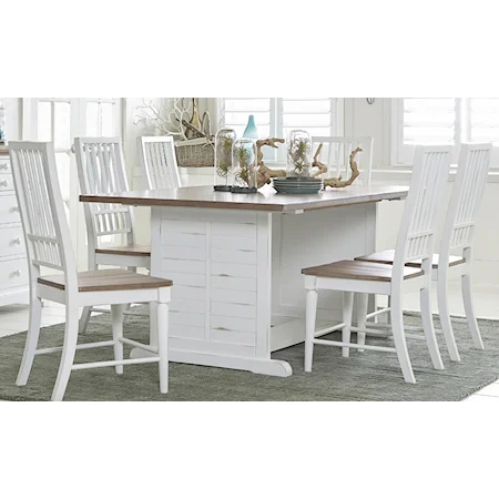 Transitional 7 Piece Dining Set with Two-Toned Finish